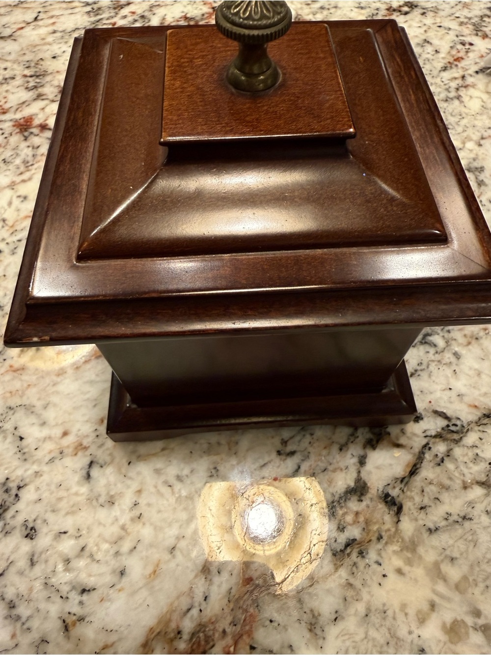 Bombay Dark Brown Wooden Jewelry Box with Decorative Bronze Knob